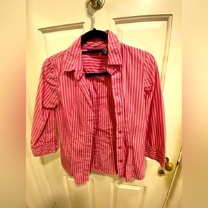NY & Co. pink striped long sleeve button down women’s XS